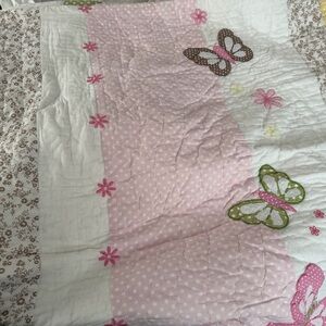 Pottery Barn Kids Pink and White Butterfly Quilt